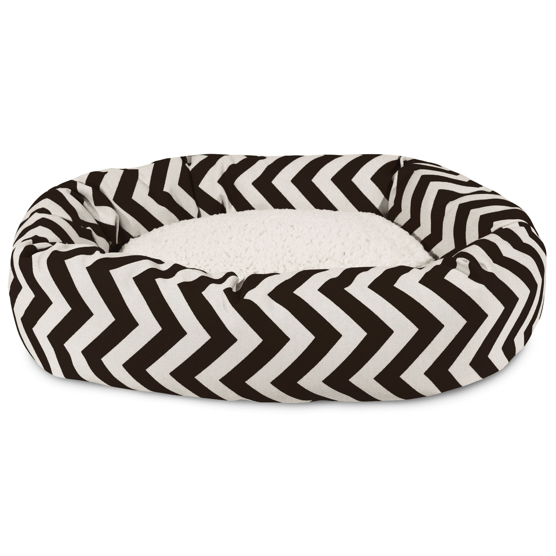Majestic Pet Sherpa Chevron Bagel Pet Bed for Dogs, Calming Dog Bed Washable, Small, Black
