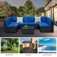 thumbnail image 3 of Superjoe 7-Piece Wicker Curved Outdoor Sectional with Coffee Table and Cushions, Black / Royal Blue, 3 of 8