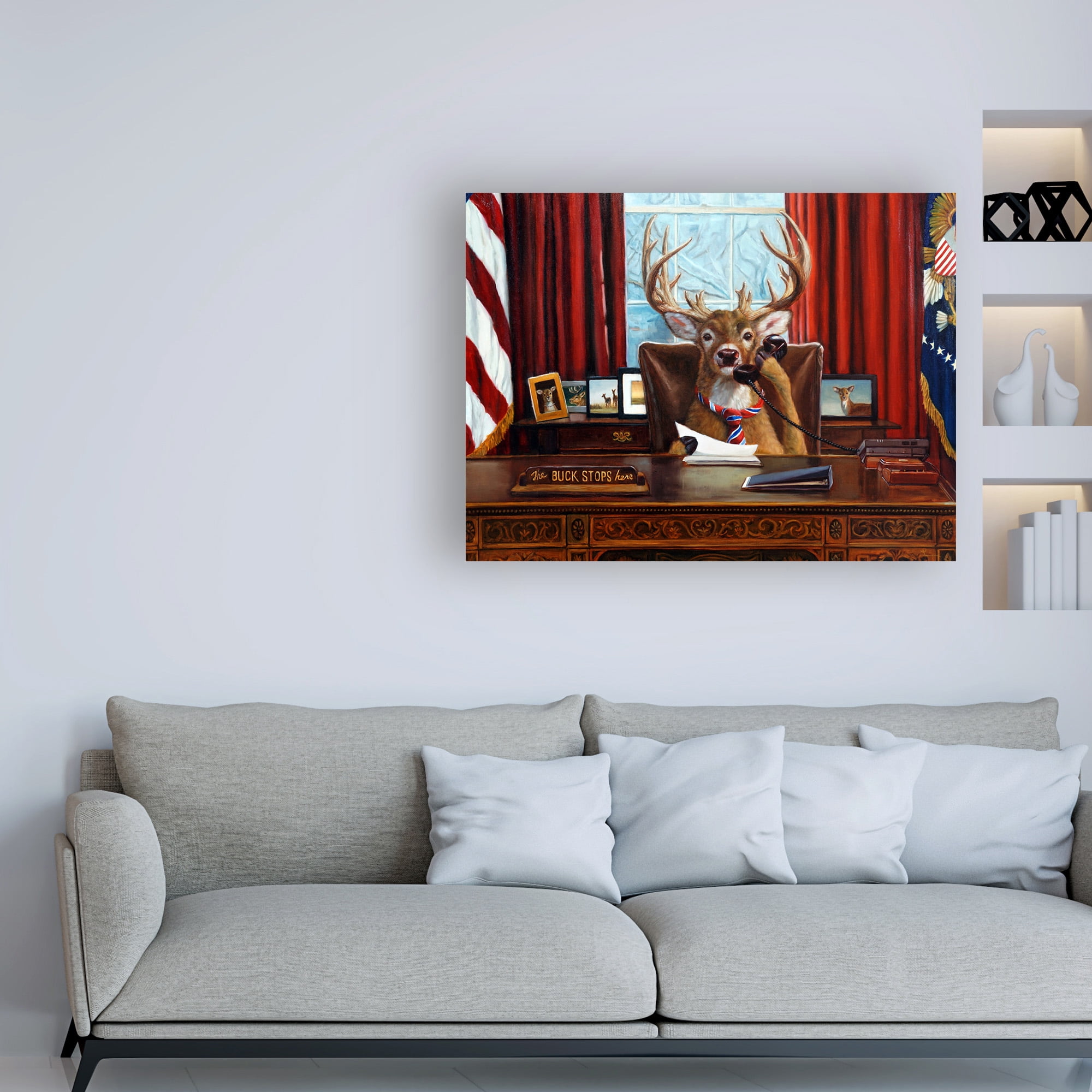Trademark Fine Art 'The Buck Stops Here' Canvas Art by Lucia Hefferna