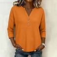 thumbnail image 5 of Warop Women's Waffle Knit V Neck 3/4 Sleeve Top Lightweight Textured Pullover Blouse Casual for Daily Lounge Wear, 5 of 6