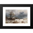 thumbnail image 2 of Remigius Adrianus van Haanen 24x16 Black Modern Framed Museum Art Print Titled - Returning Home in a Winter Landscape (1872), 2 of 5