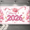 thumbnail image 3 of Pink Theme Graduation Banner Graduation Cap Design Class of 2026 Display Polka Dot Balloons Star Decorations Graduation Backdrop for Graduation Ceremony Class of 2026 Party Graduation Photo Shoot, 3 of 9