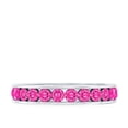 thumbnail image 3 of Rosec Jewels Half Eternity Band Ring with Created Pink Sapphire for Women (1.75 CT, AAAA Quality), 925 Sterling Silver, US 11.00, 3 of 7