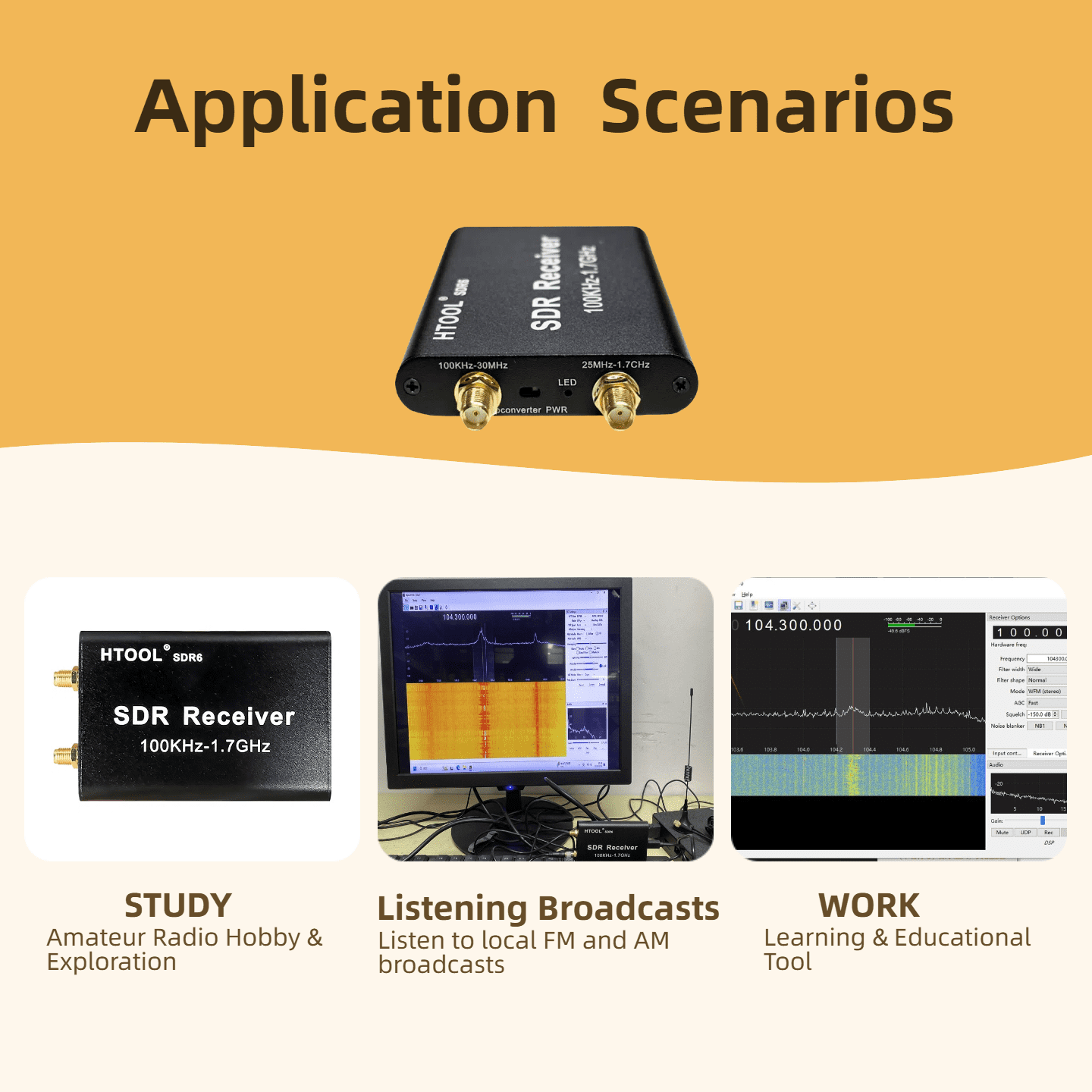 SDR6 Software Defined Radio Receiver - 100KHz to 1.7GHz Full Band