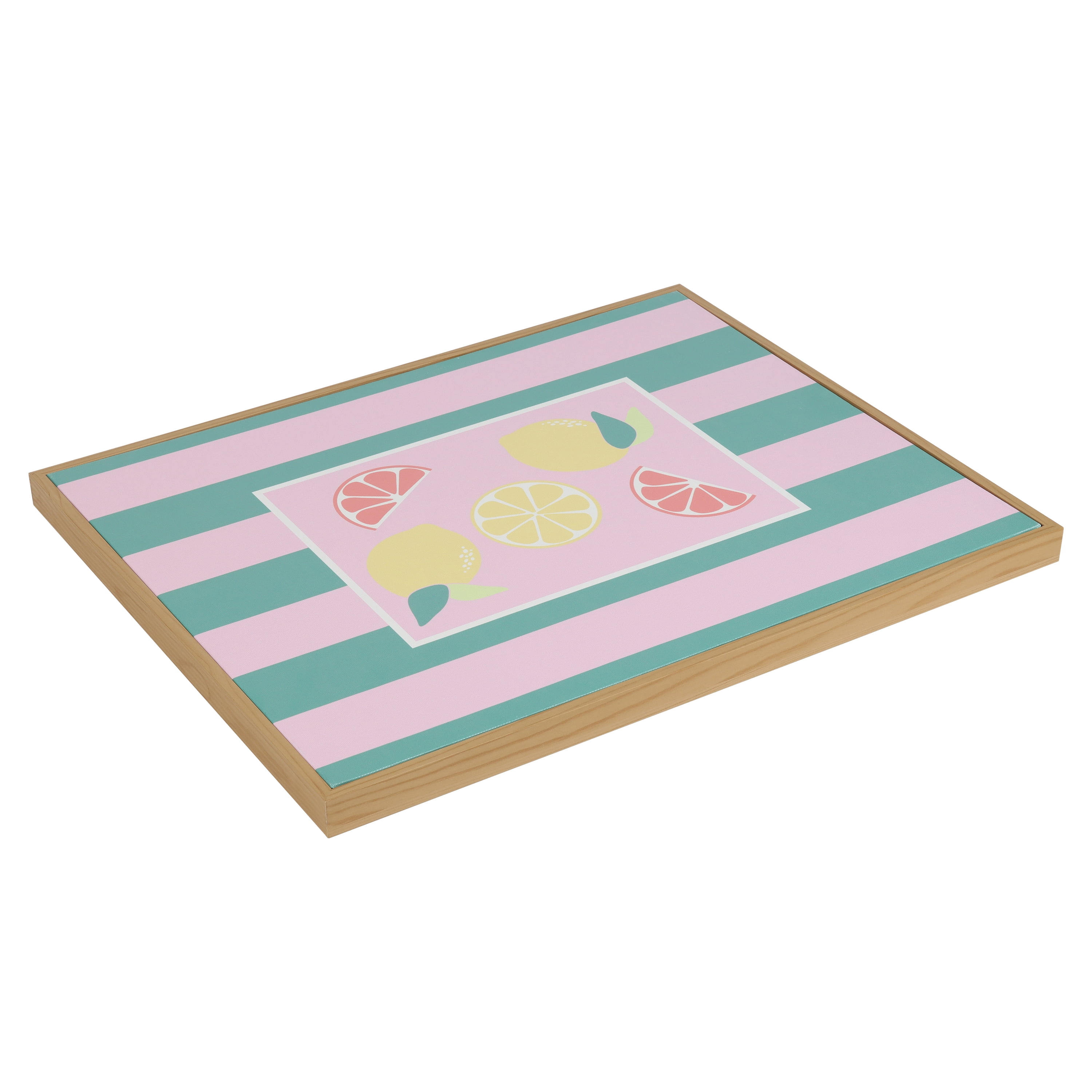 Mainstays Pink and Green Stripped Canvas Wall Art with Fruit