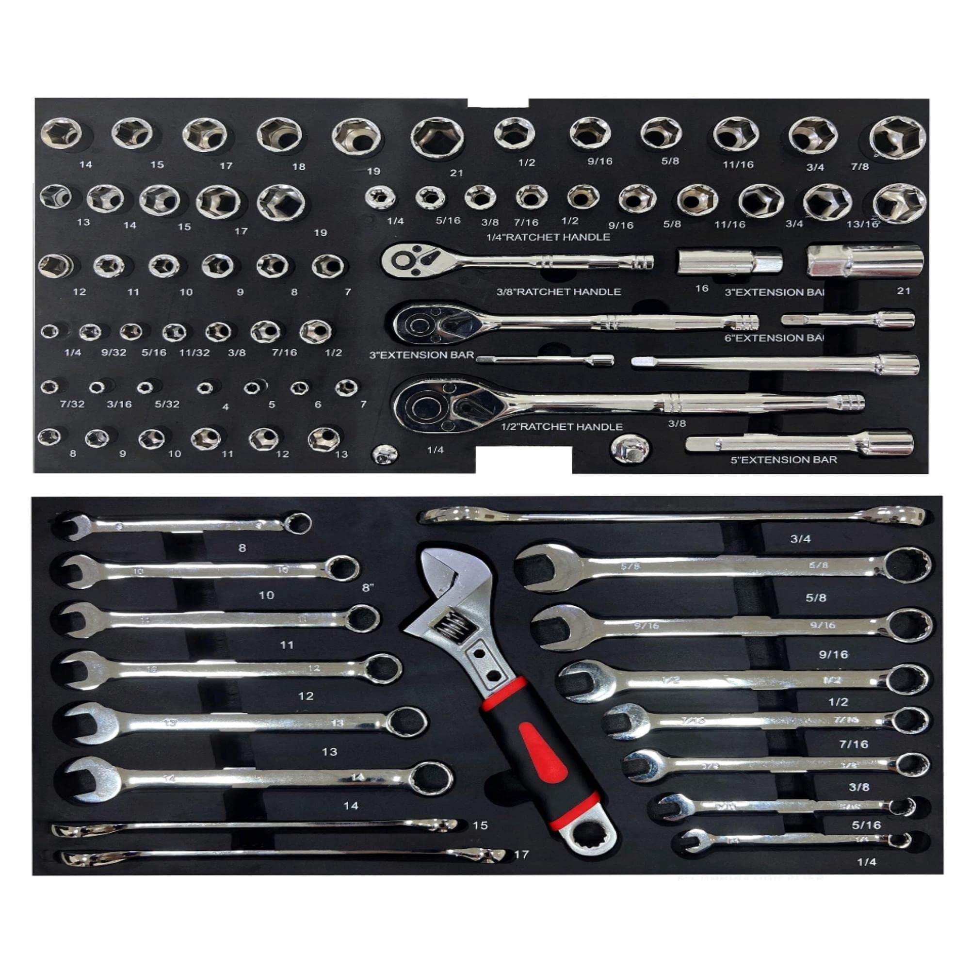 Aukfa 439-Piece Mechanics Tool Set, 3 Drawer Tool Organizer Metal Box w/ Tool Kit for Home, Auto Repair, Red