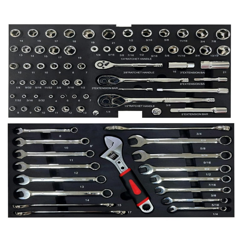 Aukfa 439-Piece Mechanics Tool Set, 3 Drawer Tool Organizer Metal
