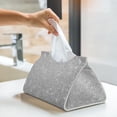 thumbnail image 5 of Goofa Silver Glitter Pattern Triangle Square Tissue Box Cover, Modern PVC Leathe Facial Paper Holder,Decorative Holder/Organizer for Bathroom Vanity Countertop, 5 of 9