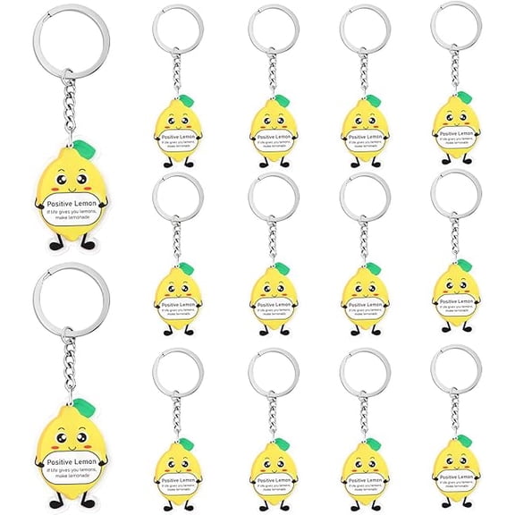 Serencatcher 12pcs Inspirational Lemon Keychain Party Favors Emotional Support Gifts Positive Lemon Acrylic Keychains Employee Appreciation Gifts Bulk for Office Coworkers Employee Staff