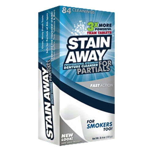 Stain Away Denture Cleanser For Partials And Smokers 8.4 Oz, 3 Pack