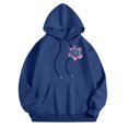 thumbnail image 4 of RATTOYY Womens Hooded Pullover Basic Floral Letter Printed Loose Tops Female Comfy Leisure Hooded Sweatshirts, 4 of 5