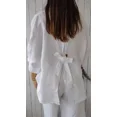 thumbnail image 3 of Camisa con cordones en la espalda para mujer, blusa de media manga de lino y algodón de Color liso, estilo dulce, Tops holgados informales para uso diario, novedad de verano 2024, 3 of 4