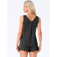 thumbnail image 4 of DARING DIVA Satin Silky Tank Top Shorts Pleated Front 2 Piece Pajama Sets XS Black, 4 of 6