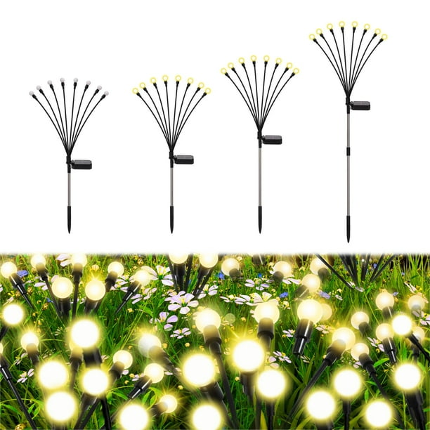 Luces solares de jardín con forma de luciérnaga Galavasen, color blanco cálido, paquete de 4 unidades