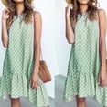 thumbnail image 2 of facefd Robe Femme Sans Manches à Pois Gilet à Volants Col Rond Ample Vert Clair 3TG, 2 of 5