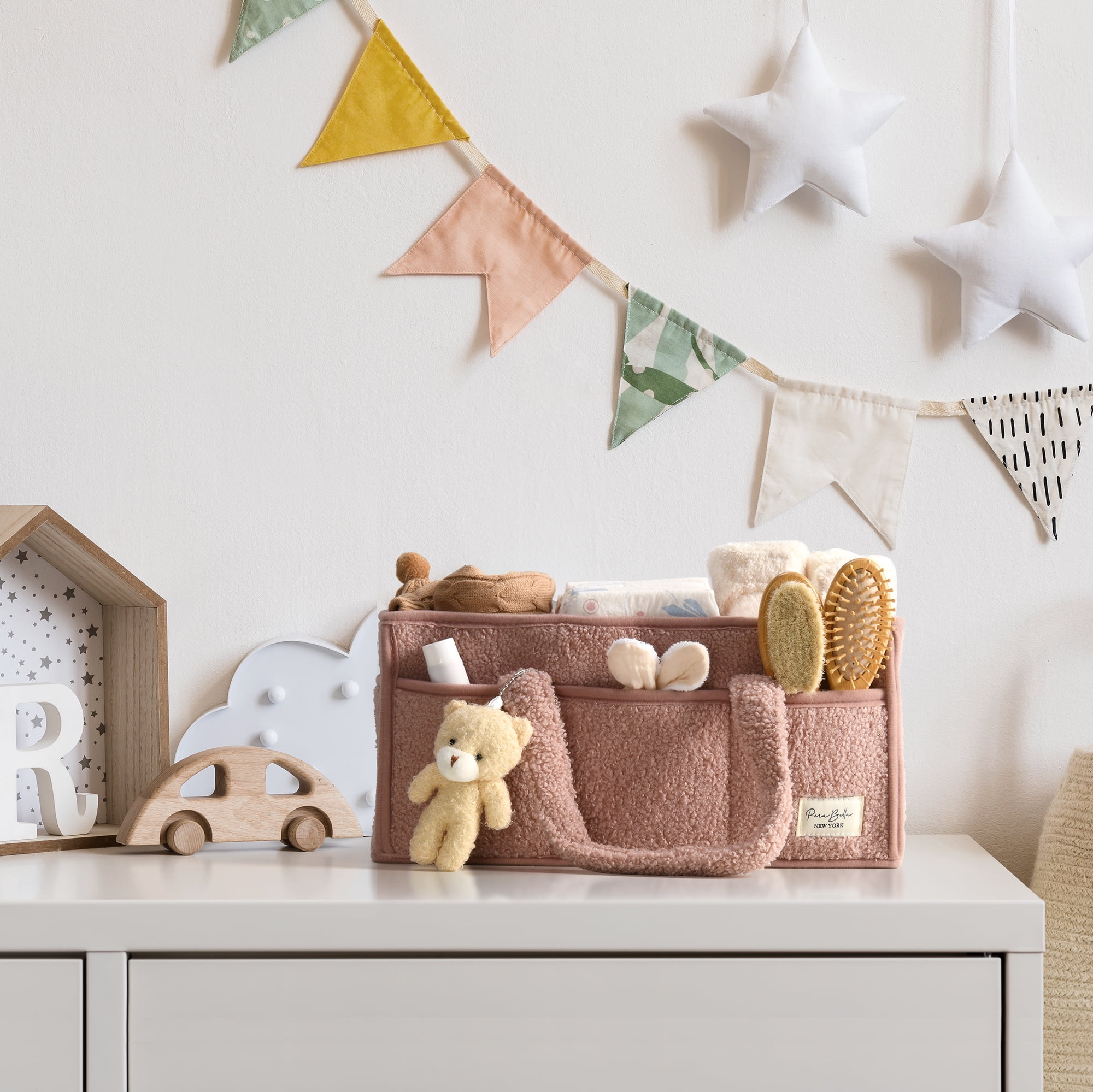 Baby Diaper Caddy Organizer for Changing Table, Portable Nursery Storage Basket Dresser Top