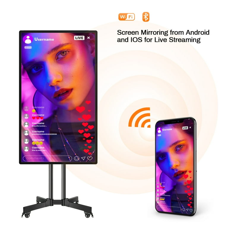 Smart Board, 43 inch Jyxoihub Interactive Whiteboard, Electronic Whiteboard, Screen Mirroring from Android and iOS for Live Streaming, for Advertising