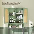 thumbnail image 3 of Conate Rattan Over The Toilet Storage Cabinet, Bathroom Storage Cabient with Rattan Doors, Metal Legs and Adjustable Shelf, Bathroom Storage Shelf Organizer, Green, 3 of 7