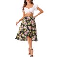 thumbnail image 2 of INSPIRE CHIC Women's Floral Tropical Boho Midi Wrap Skirt XS Black Pink, 2 of 6