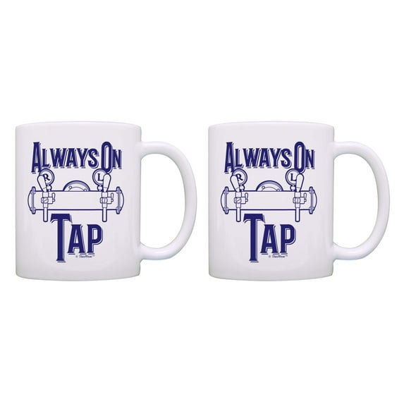 ThisWear Mom Breastfeeding Gifts Always on Tap Lactation Specialist 2 Pack 11oz Coffee Mug Set White