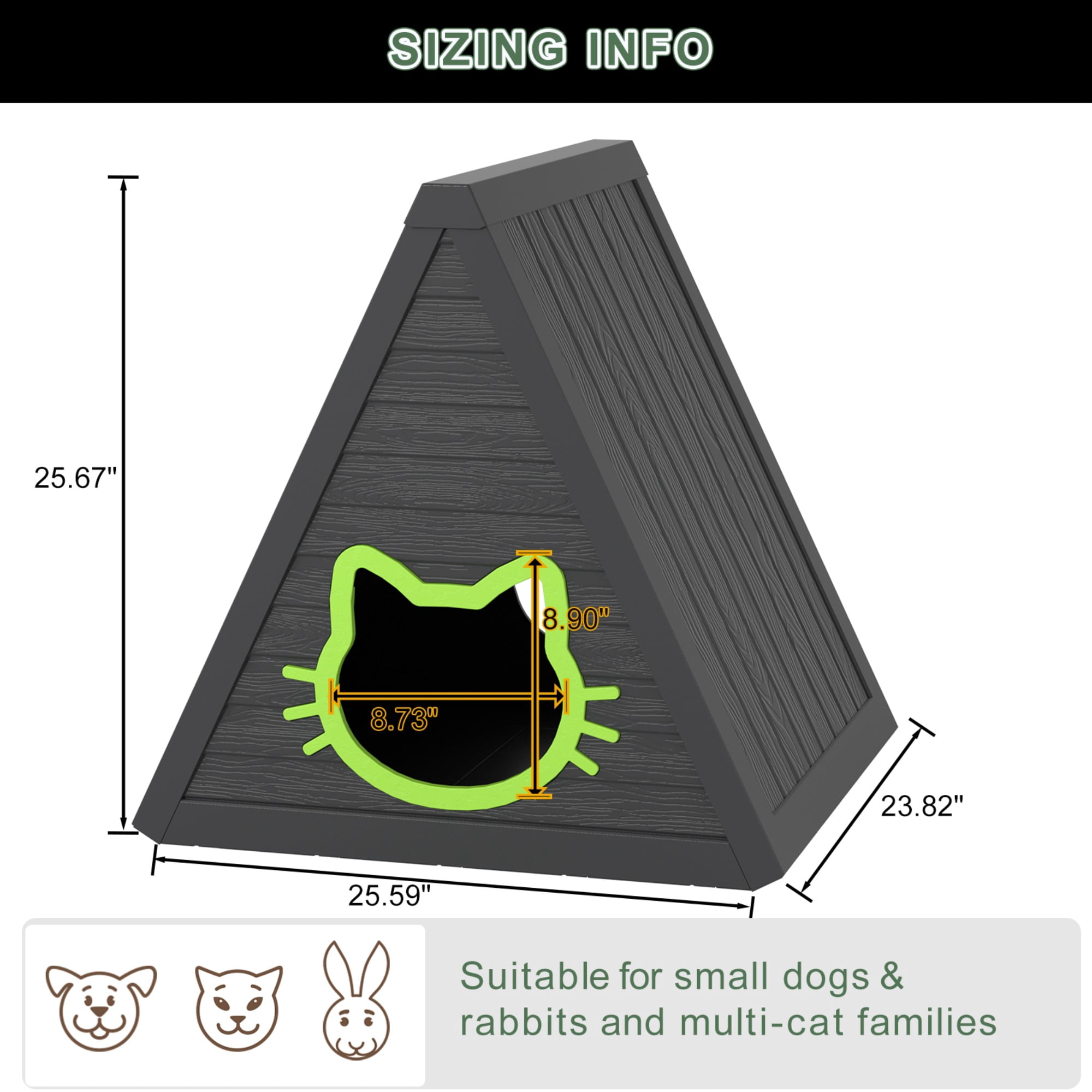 Fazzn Cat House for Indoor and Outdoor Cats, Feral Cat Shelter, Suitable for Outdoor Use. Easy to Install and Clean, Ideal for Indoor and Balcony Use.Black/Gray,Father's Day Gift