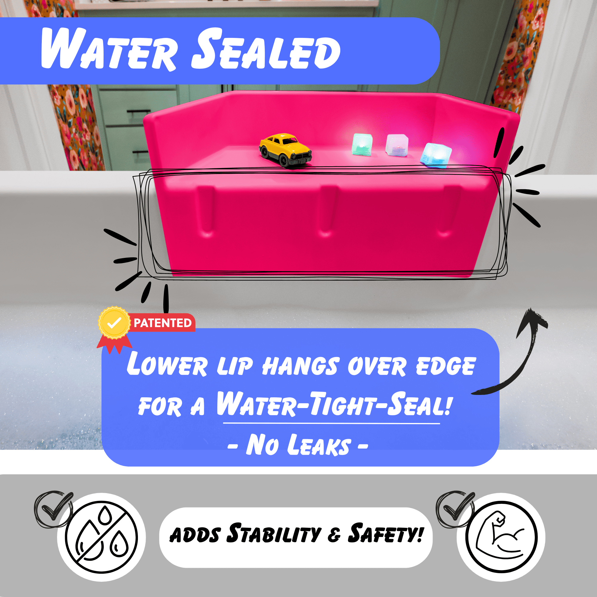 Tub Topper® - The Bathtub Splash Guard Play Shelf - Pink, Mini