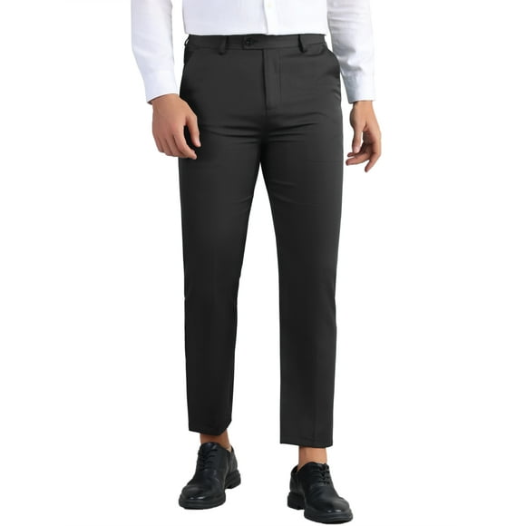 INSPIRE CHIC Dress Pants for Men's Flat Front Expandable Waist Work Business Trousers 38 Black
