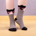 thumbnail image 2 of Super Soft Cozy Warm Cute Animal Non-Slip Fuzzy Crew Winter Socks, 1 Pair Grey Cat, 2 of 4