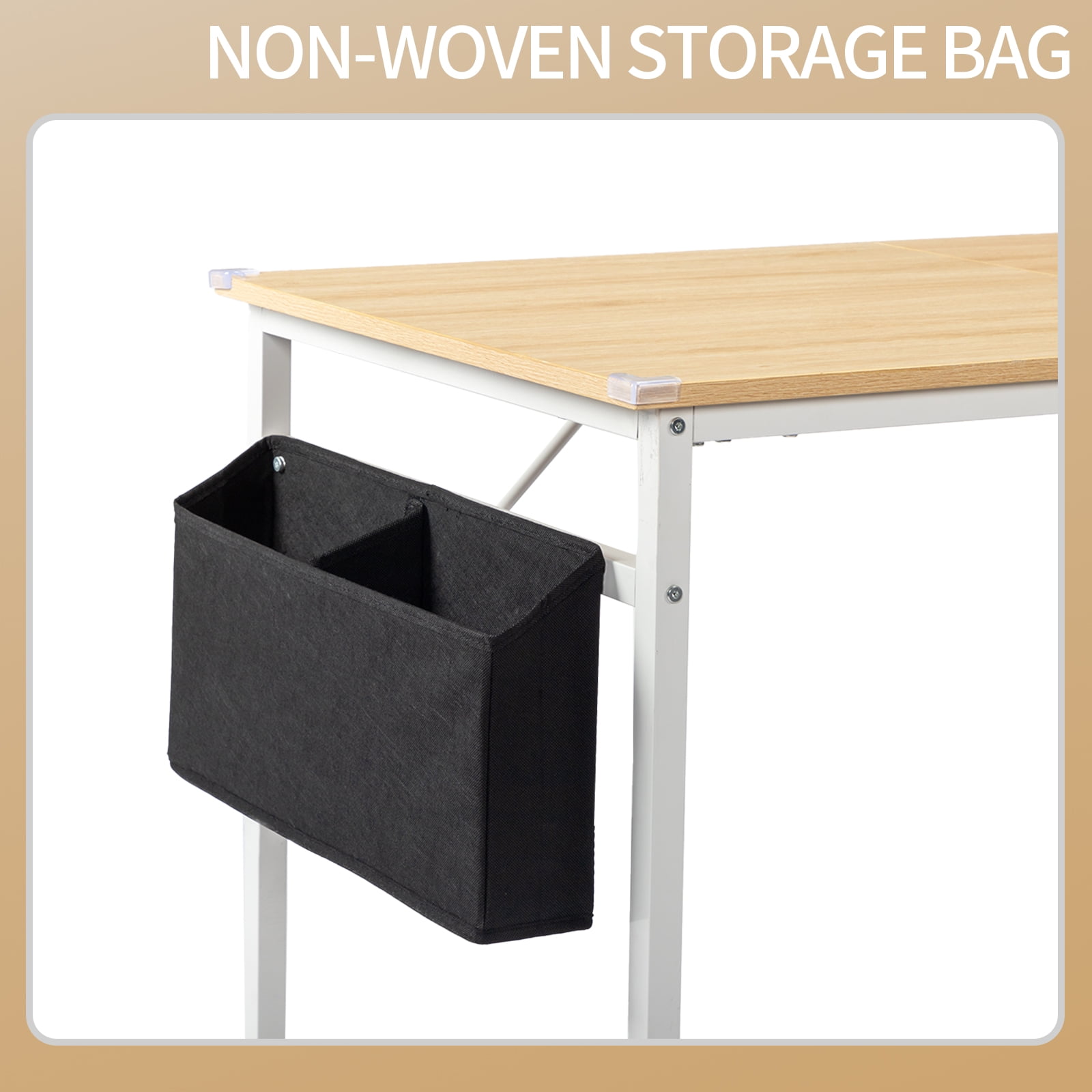 Computer Desk, Particle Board with Under-Desk Storage Shelf, Sturdy Iron Frame, Flat-Pack Design for Home Office/Gaming/Study Room