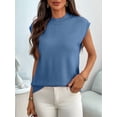 thumbnail image 6 of Women'S Mock Neck Sweaters Vest Business Casual Trendy Tops Fall Outfits  Blue XL, 6 of 7
