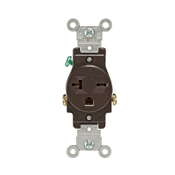 Leviton Single Receptacle 05821-00S Commercial Grade - 20A NEMA 6-20R, Brown