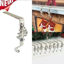 KOYPTL 6 in-Christmas Stockings Holder for Wreaths Pendants,Heavy Reusable Silver No-Damage Xmas Hanger for Fireplace Mantle Grip Stand Christmas Decoration Counter Home Hanging Ornaments-Snowflake