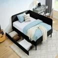 thumbnail image 6 of Barara King Sleeper Sofa Bed, Futon Couches Loveseat,Full Size Upholstered Platform Bed Frame with 2 Storage Drawers, Beige, 6 of 11