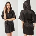 Women RobesWomen's Hooded Silk Robes Satin Kimono Robe Short Silky Bathrobe Bridesmaid Wedding