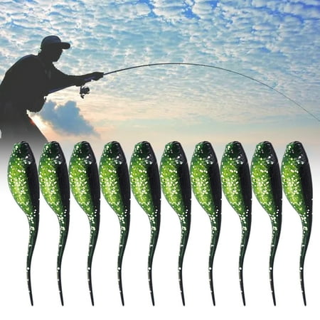 Cheers.US 50Pcs/Set 0.7g/5cm Topwater Lure Bass Trout Fishing Lures Kit Set Realistic Prop Double Color Needle Tail Soft Swimbait Floating Bait for Freshwater Saltwater