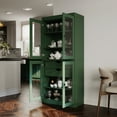 thumbnail image 5 of Palace Imports 100% Solid Wood Kitchen Pantry Storage Cabinet with Glass Doors, Adjustable Shelves and 2-Drawers, Green, 5 of 7