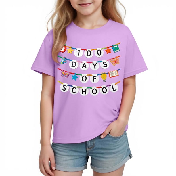 Camiseta de Manga Corta Linda Tops Niñas Niños Gráficos Camiseta de la Escuela Temporada Imprimir Tee para Niños