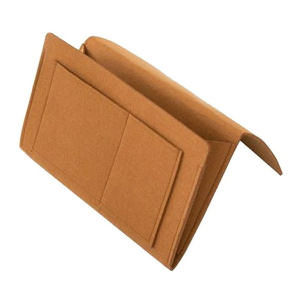 Bed Desk Bag Anti-slip Bed Holder Pocket Felt for Bedside Sofa Wall Counter Side(Light Brown)