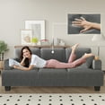 thumbnail image 3 of Furmax 84''W 3 Seat Sofa Couch Wide Armrest Modern Fabric Sofa with USB Charging Ports Corduroy Couch for Living Room,Gray, 3 of 7