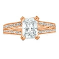 thumbnail image 5 of 2.45 ct Emerald Cut Real Genuine Natural Diamond VS1-VS2 J-K 18K Rose Gold Promise Wedding Statement Engagement Designer Ring W/ Crystal side stones size 6.5, 5 of 7