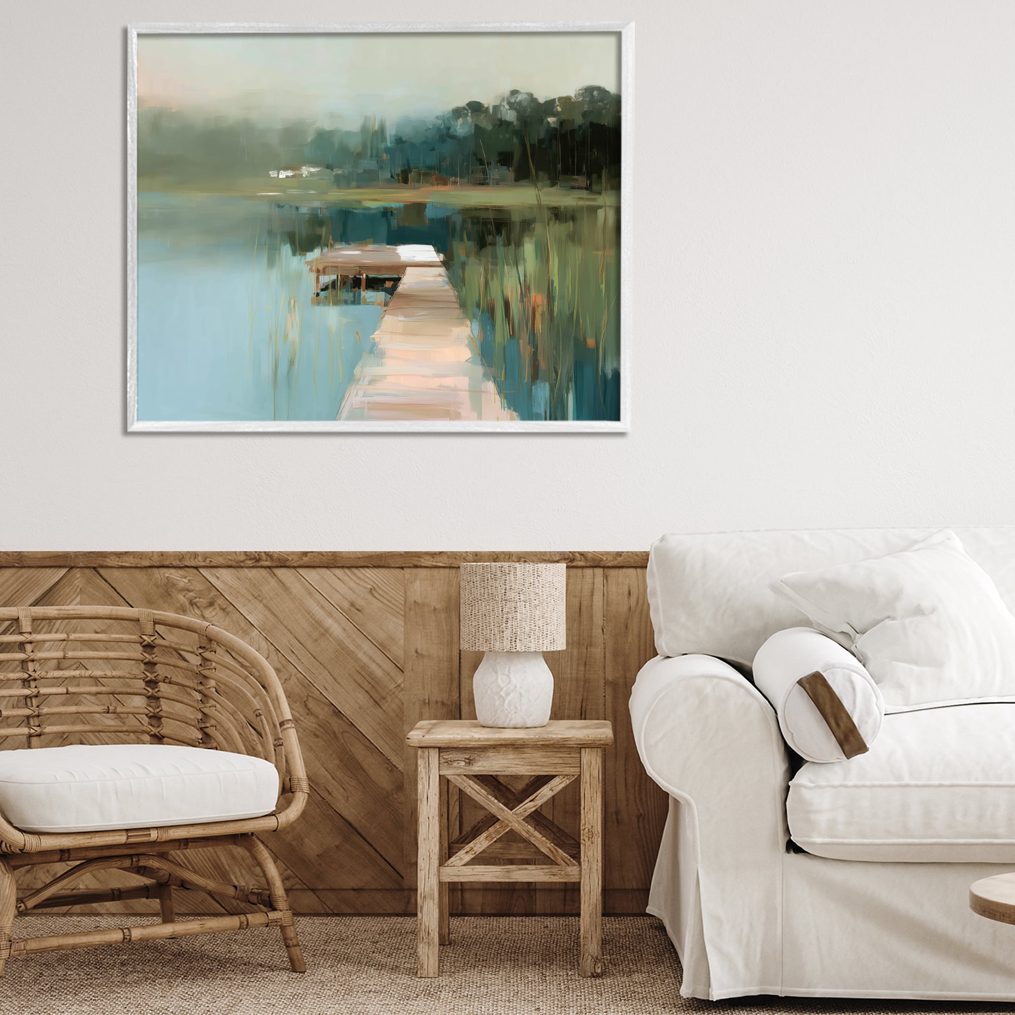 Stupell Industries Marsh Pier Abstraction White Framed Giclee Art, design by Kim Curinga