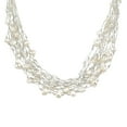 thumbnail image 3 of Elegant White Pearls & Crystals on Silk Multi-Layered Statement Necklace, 3 of 4