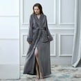 thumbnail image 2 of Clothes Splicing Winter Color Solid Sleeved Robe Lengthened Bathrobe Long Women's Coat Home, 2 of 9
