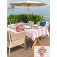 thumbnail image 4 of Outdoor Tablecloth with Umbrella Hole and Zipper, Valentine's Day Rectangle Table Cloth 52x70 Inch Waterproof Tablecloth, Roses Flowers Pink Stripes Country Picnic Table Cover for Patio Camping, 4 of 7