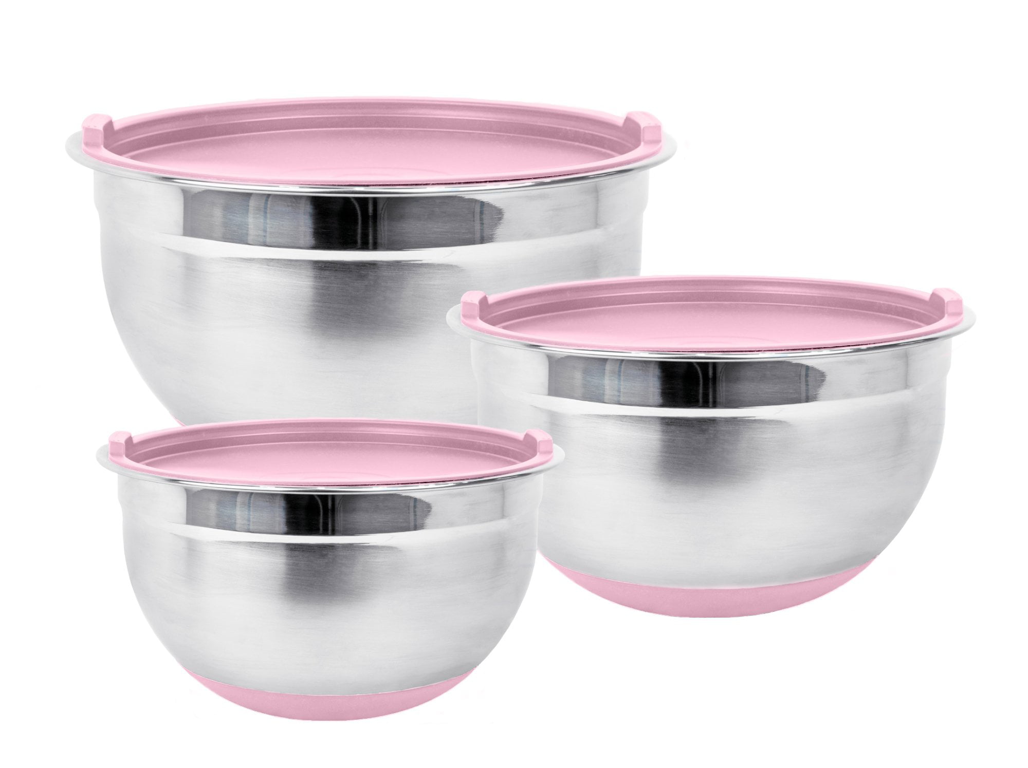 Blue or Red SYNCHKG064279 Stainless Steel Mixing Bowls with Lids Set of 3 by Fitzroy and Fox 