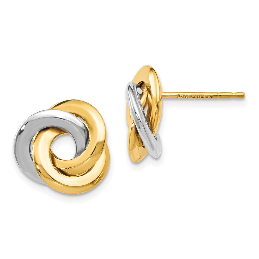 Details about Leslie's Real 14kt Two-tone Polished Love Knot Earrings Details about Leslie's Real 14kt Two-tone Polished Love Knot Earrings