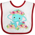 thumbnail image 3 of Inktastic Cute Baby Elephant with Flowers Boys or Girls Baby Bib, 3 of 4