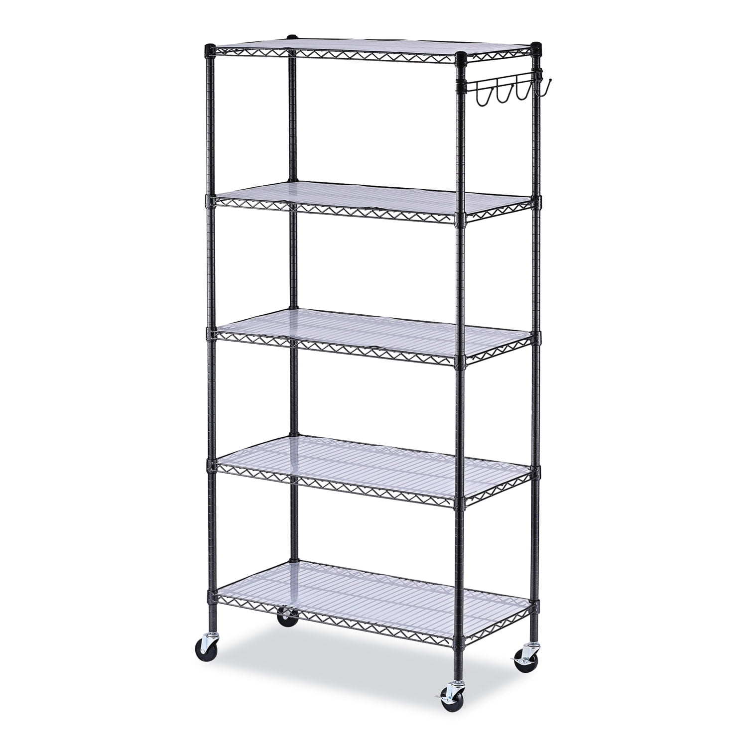 Alera 5-Shelf Wire Shelving Kit with Casters and Shelf Liners, 36w x ...