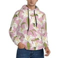 thumbnail image 2 of Naloa Lilies Flowers Men's Casual Hooded Collar Drawstring Hoodies Pullover Sweatshirts Casual Long Sleeve Shirts-Small, 2 of 7
