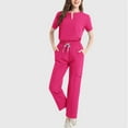 thumbnail image 2 of Kilaqueen Breathable Scrubs for Women Set Soft 2 Piece Medical Uniform with V-Neck Top and Jogger Scrub Pants Quick Dry Short Sleeve Outfit Sets, 2 of 4